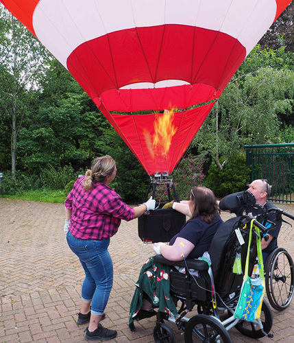 Katie operating the balloon