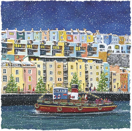 Christmas card showing Bristol harbourside