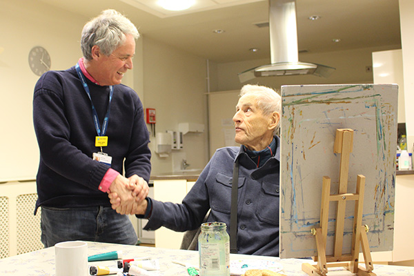 Art tutor David with Brian